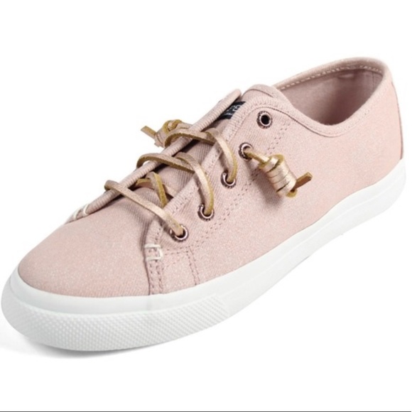 Sperry Shoes - Sperry Rose Gold Pier Wave Sparkle Canvas Sneaker